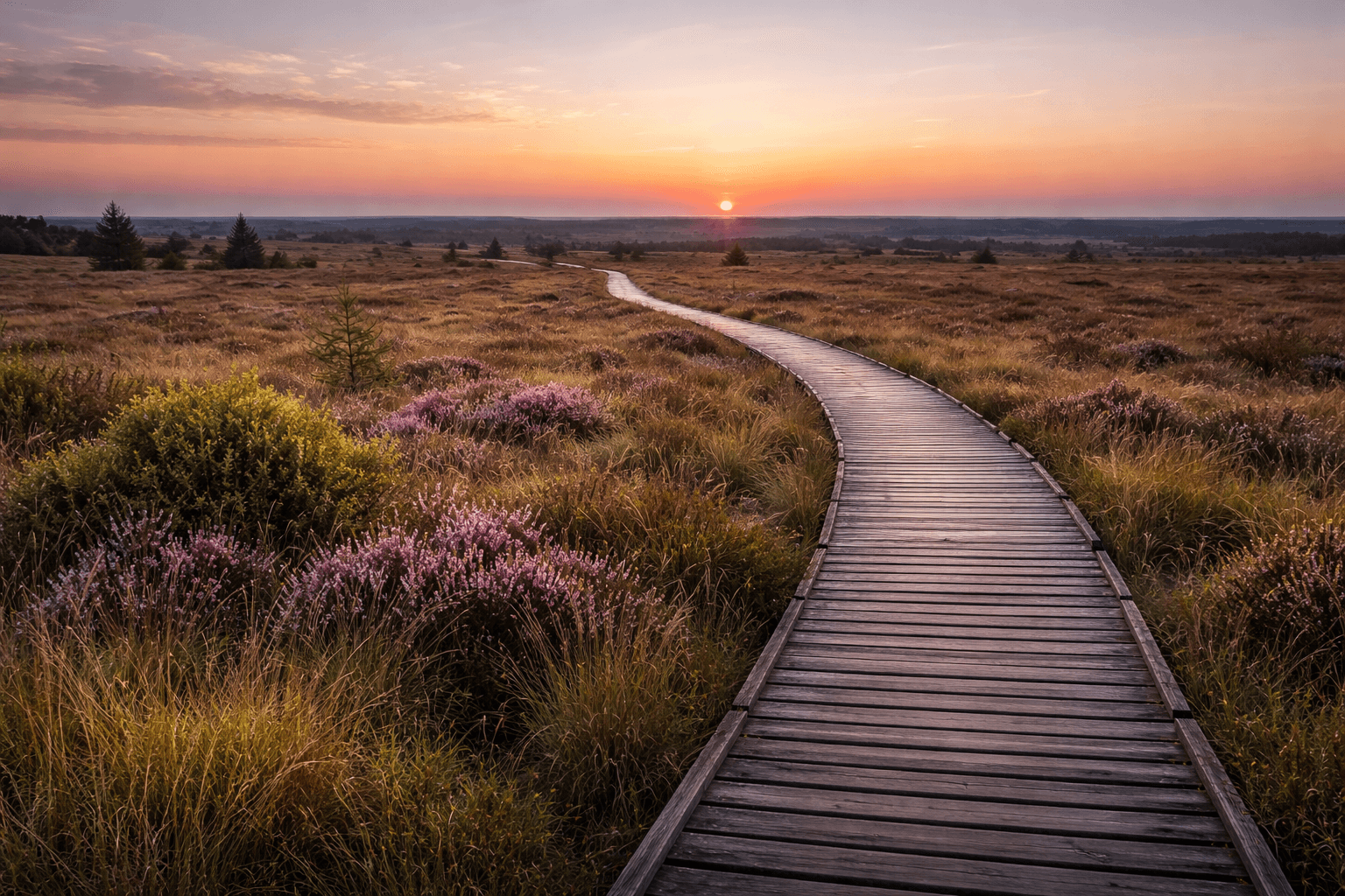 Typische Moorlandschaft im Hohen Venn mit natürlichen Farben und Weite